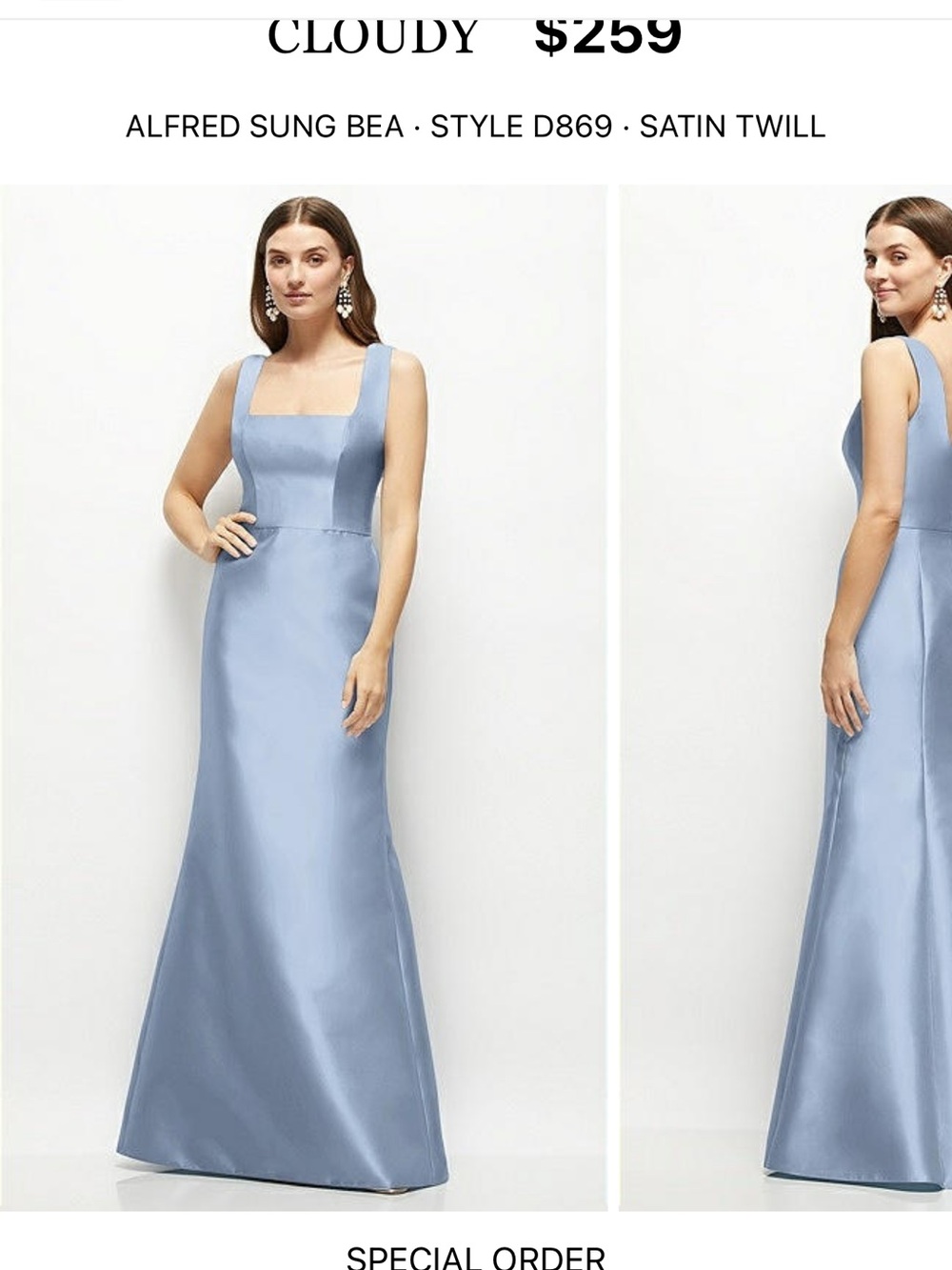 Alfred Sung Bridesmaid Dress in Cloudy size 6